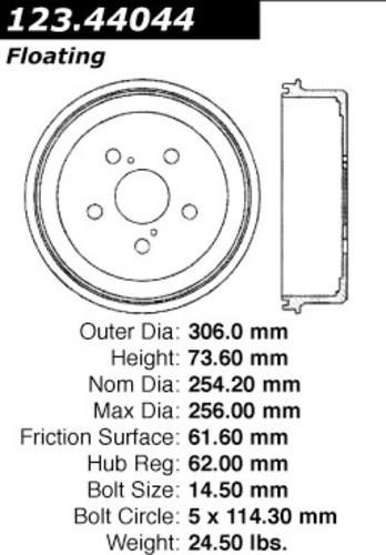 Centric 123.44044 rear brake drum-c-tek standard brake drums