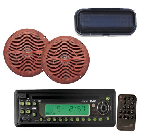 New in-dash marine am/fm-mpx cd/mp3 player, 6.5&#034; waterproof wood look speakers
