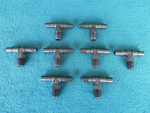 8 black nylon "t" 1/4 npt x 3/8hb x 3/8hb hydrogen generator hho gas dry cell