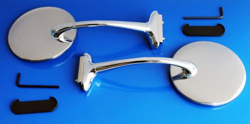 New pair long arm peep mirrors 4&#034; stainless hot rod 1938 1939 1940 1948 chevy