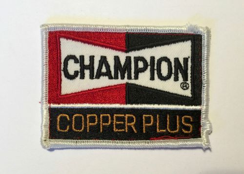 Vintage champion copper plus embroidered patch -black, red, copper on white 3.5&#034;