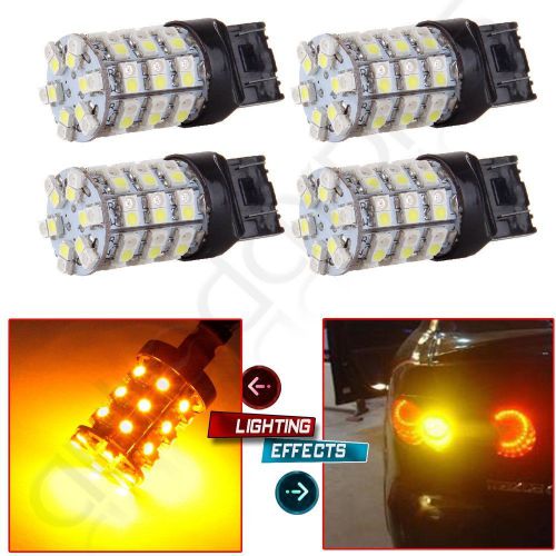 4 x dual color 3157 yellow white super bright light 60 led 2835 switchbackbulb