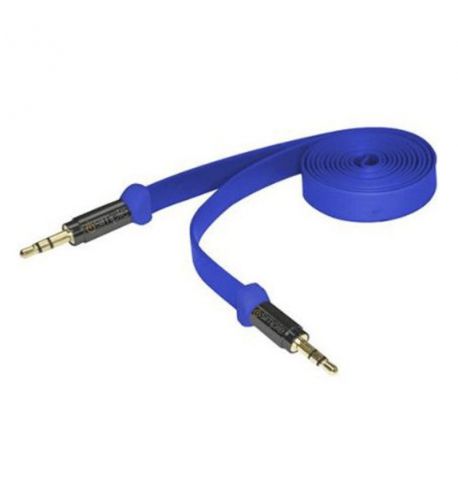Isimple ismj56bl 6 foot wide flat 3.5-3.5mm auxiliary audio cable - blue color