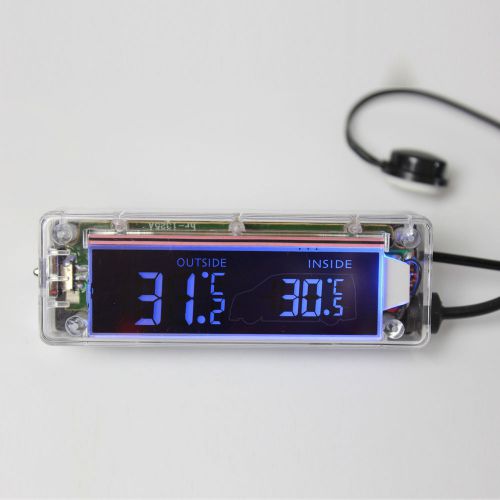 Digital lcd in and out thermometer blue &amp; orange back light 12/24v universal