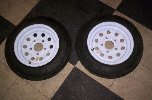 Two trailer tires &amp; rims 4.80-12  5 lug white spoke 12"  carlisle tires