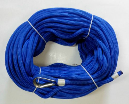 150' x 3/8" double braid nylon royal blue anchor line-s/s thimble usa !