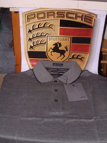 Porsche design nos charcoal bird's eye knit polo shirt usa:size m, euro l nibwt!