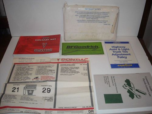 2001 pontiac grand am factory owners manual window sticker supplements + case