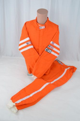 Rjs sfi 3-2a/5 2piece adult medium racing nomex driving fire suit orange &amp; white