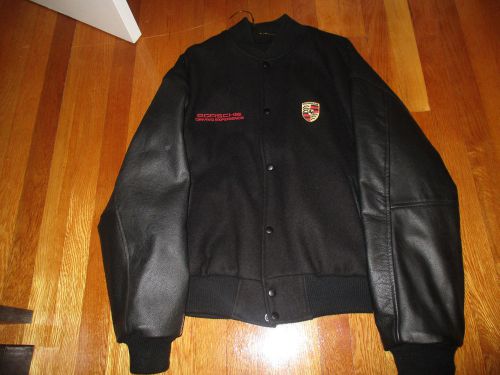 Porsche driving experience jacket heavy wool / leather men's large great shape!