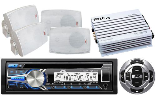 4&#034; marine 2way speakers, amplifier, marine bluetooth usb cd radio &amp; wired remote
