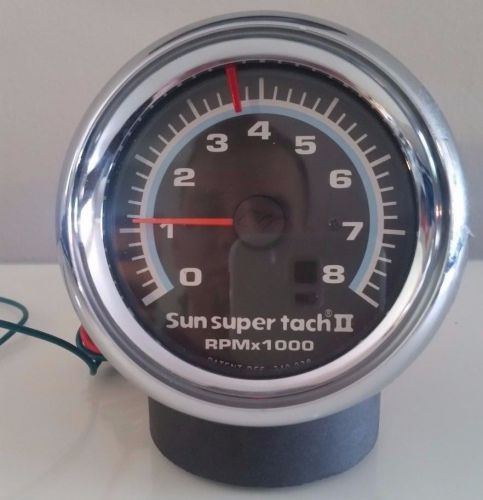 Sun super tach ii tachometer vintage 4, 6, 8  cylinder 0 - 8,000 rpm 3 3/8 inch