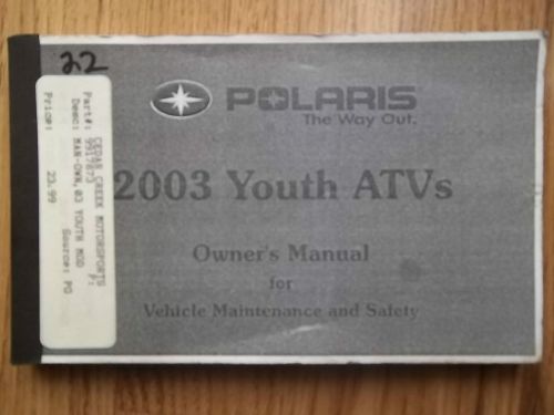 2003 polaris youth atvs owners manual service maintenance guide info specs