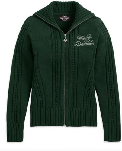 96134-12vw harley davidson shawl collar sweater (green) small