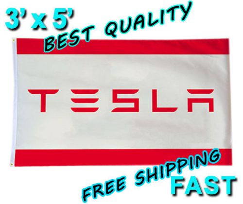 Tesla racing flag - new 3&#039; x 5&#039; banner - model s p90 p85 x 3 electric charge