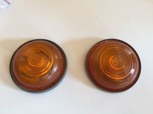 (j-18) pair (2) vintage pathfinder clearance marker light lens 66 orange plastic