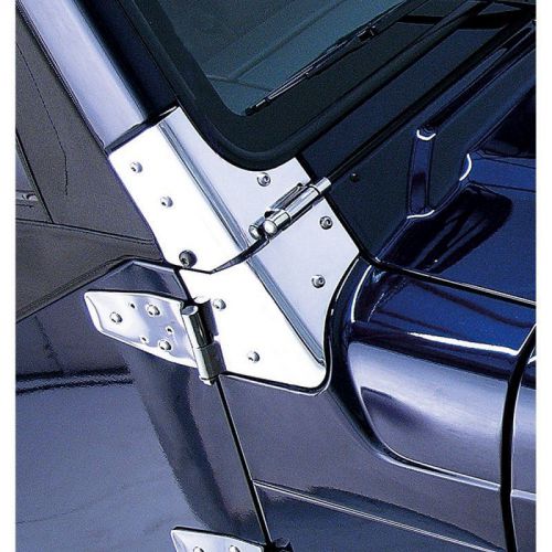 Rugged ridge windshield hinges, stainless steel; 97-06 jeep wrangler tj