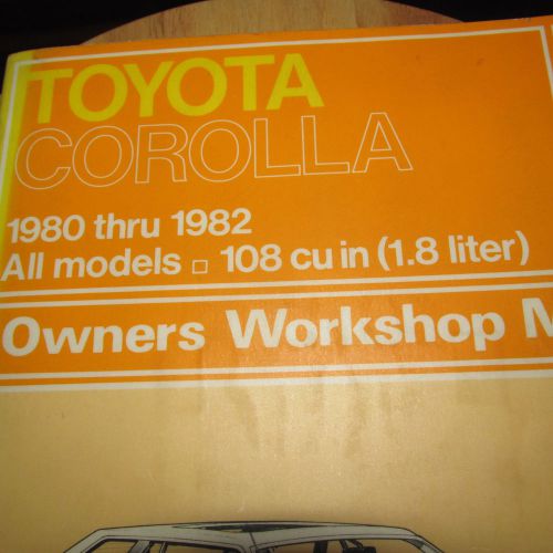 Haynes repair manual toyota corolla 1980 -1982 all models owners workshop manual