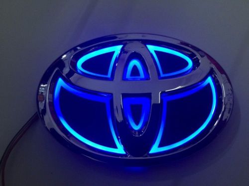 5d led car logo blue light for toyota corolla crown new vios auto badge light