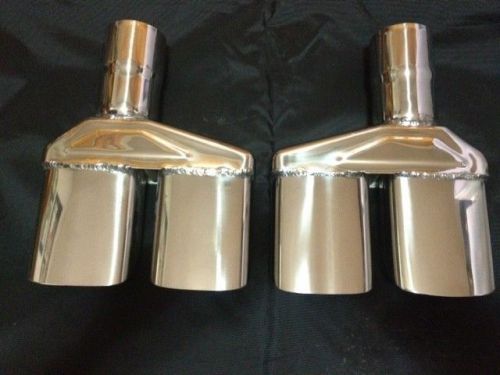 1970-74 mopar dodge challenger 2.5&#034; polished stainless exhaust tips - pair