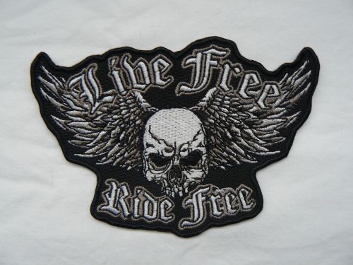 Live free ride free skull wings iron on/ sew on patch biker motorcycle