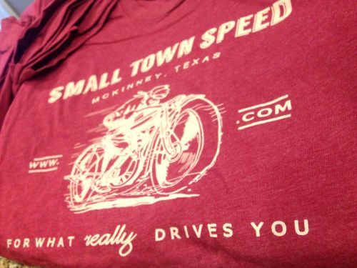 Medium cardinal red heathered small town speed shop shirt m med super soft