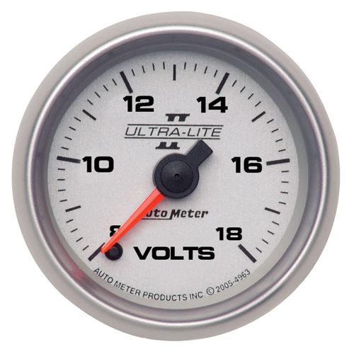 Auto meter 4991 voltmeter 2-1/16&#034; silver face ultra-lite ii s