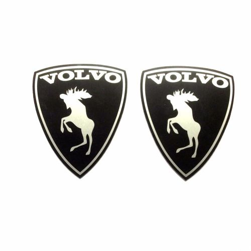 Moose elk volvo set 2 pcs satin aluminum car stickers size 2.7"x2.2" tkns 0.02"
