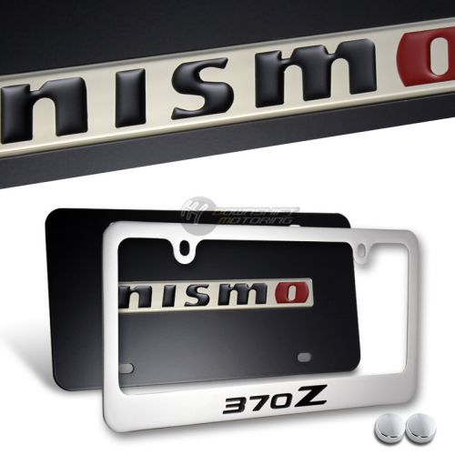 Nissan nismo 370z black stainless steel license plate frame w/ cap -front &amp; back