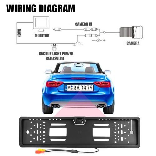 170° waterproof eu european car license plate frame rearview camera night vision