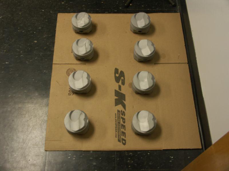 Used (8) forged big block chevy 454 pistons 4.280" bore - .030" over .440 dome