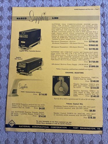 NARCO avionics Equipment & Price List 4 page dated 15 Sep 1959, US $24.97, image 3