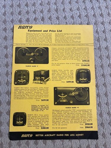 NARCO avionics Equipment & Price List 4 page dated 15 Sep 1959, US $24.97, image 5