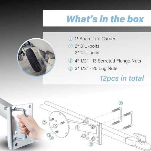 Spare Tire Mount Carrier Set High-Mount for 3" and 4" Trailer Frames 3001.0064, US $62.90, image 4