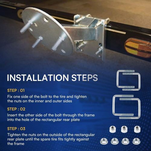 Spare Tire Mount Carrier Set High-Mount for 3" and 4" Trailer Frames 3001.0064, US $62.90, image 5