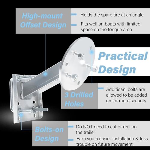 Spare Tire Mount Carrier Set High-Mount for 3" and 4" Trailer Frames 3001.0064, US $62.90, image 15