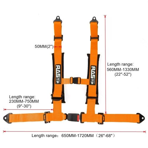 Universal 2" 4-Point Harness Quick Release Safety Seat Belt+1 Pair Shoulder Pads, US $62.88, image 13