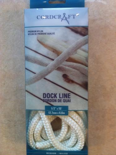 New cordcraft 1/2" x 15' double- braided premium dock line white