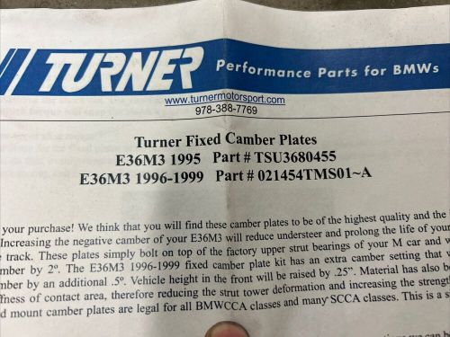 Turner Motorsport Street/Track 2-Position Fixed Camber Plates - E36 M3 1996+, US $55.00, image 3