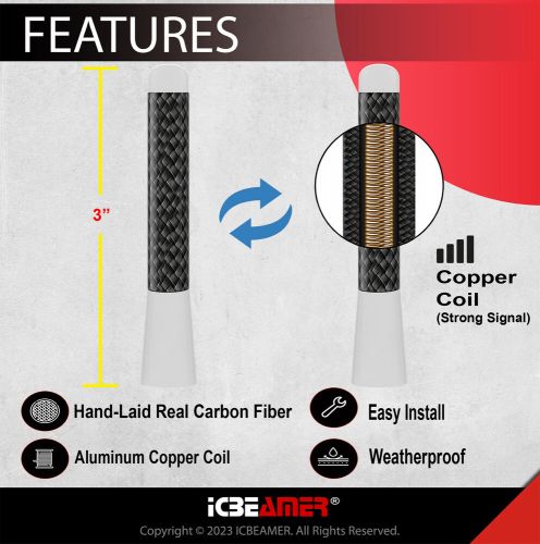 JDM 3" Stubby Carbon Fiber Aluminum Auto Car Short Universal White Antenna F218, US $11.99, image 3