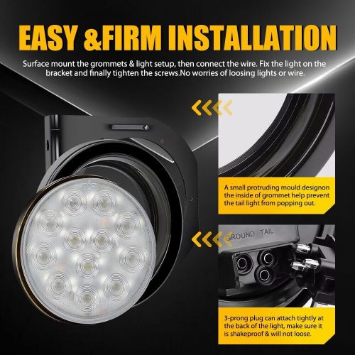 4Inch Round Tail Lights w/ Mounting Bracket 4PCS White Waterproof Lights USA, US $51.99, image 4