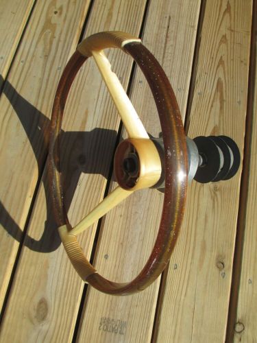 Vintage 1950's 1960's Boat Steering Wheel & Mount GOLD METAL FLAKE 15” BSMT, US $150.00, image 8