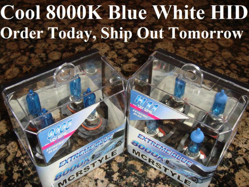 Brand new 8000k 2 sets h11 9005 xenon hid headlight high low beam halogen bulbs