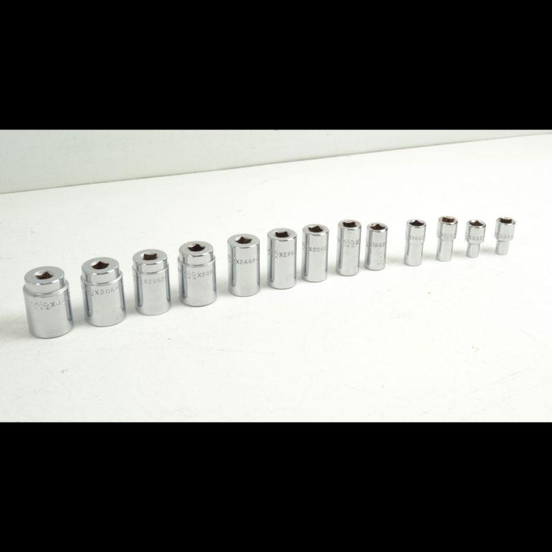 13 piece  sae chrome intermediate 6 point 9/32"-1" 3/8 drive mac tools sockets