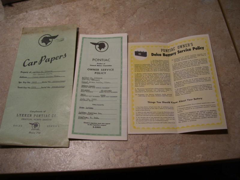 Gm pontiac 1955 lykken's grafton nd dealership owner brochure warranty manual