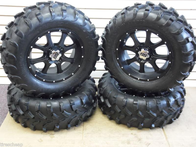26" arctic cat bounty hunter radial atv tire & ss108 blk 14" wheel kit 10r14 
