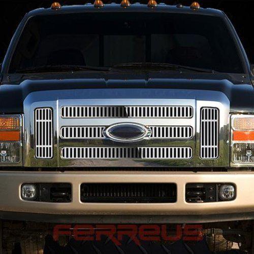 Ford superduty 08-10 vertical billet polished stainless truck grill add-on