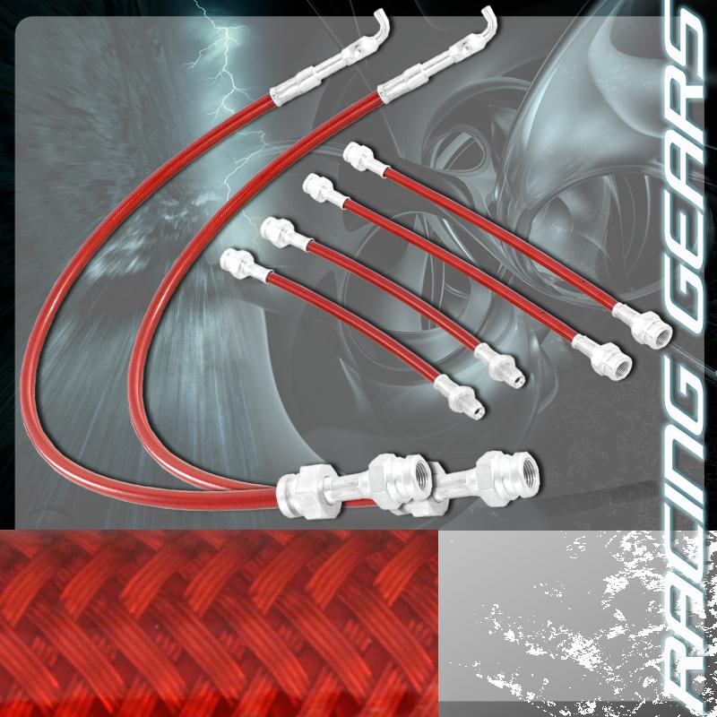 1983-1989 nissan 300zx z31 v6 red front rear stainless steel hose brake line