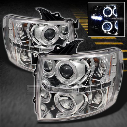 Buy 0713 SILVERADO DUAL HALO PROJECTOR HEADLIGHTS +DAYTIME LED RUNNING