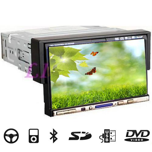 7" inch in dash single 1 din car cd dvd player touch screen stereo receiver bt